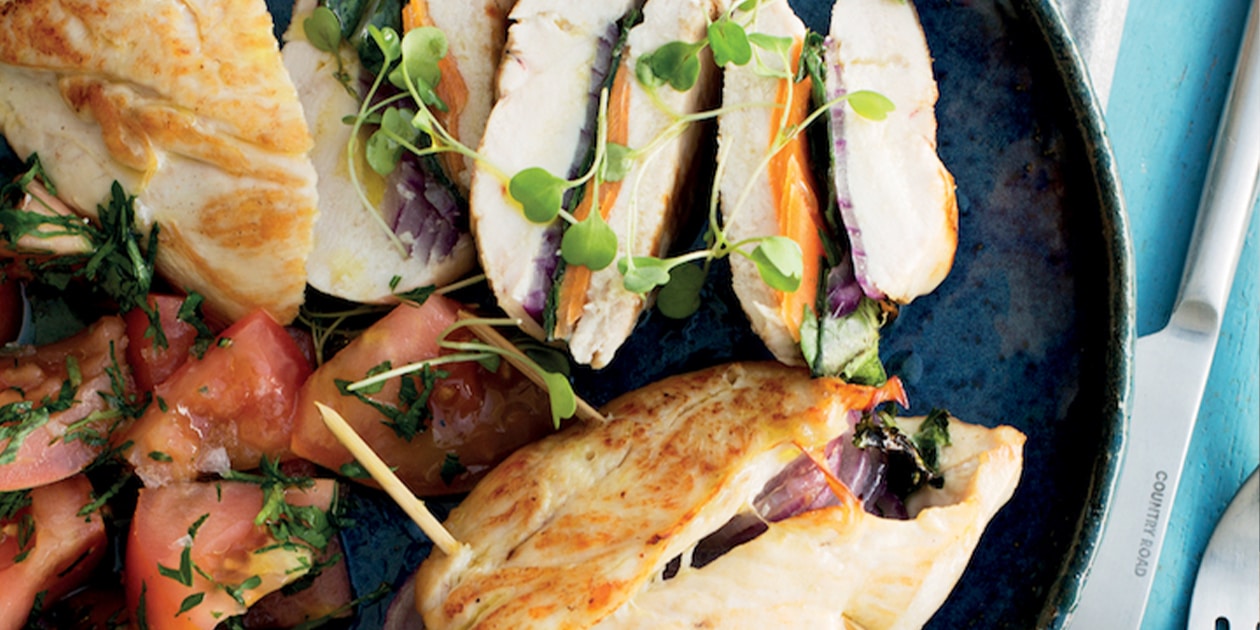 Roast veg and tuna-stuffed pita pockets